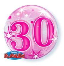 22 inch-es Birthday Starburst Sparkle 30 Pink Szülinapi Számos Bubble Lufi