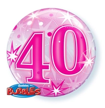 22 inch-es Birthday Starburst Sparkle 40 Pink Szülinapi Számos Bubble Lufi