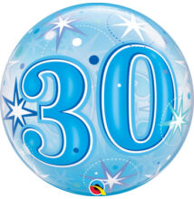 22 inch-es Birthday Starburst Sparkle 30 Blue Szülinapi Számos Bubble Lufi