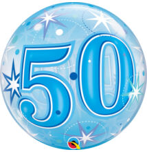 22 inch-es Birthday Starburst Sparkle 50 Blue Szülinapi Számos Bubble Lufi