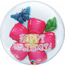 24 inch-es Bubbles Birthday Flower Szülinapi Double Bubble Lufi