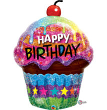 Birthday Dazzling Cupcake Holografikus Szülinapi Fólia Léggömb