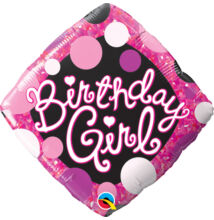 Szülinapos Lány Rózsaszín és Fekete - Birthday Girl Pink and Black Születésnapi Fólia Léggömb