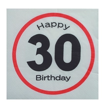 Happy Birthday 30-as Sebességkorlátozó Szülinapi Szalvéta - 33 x 33 cm, 20 db-os