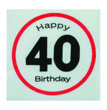 Happy Birthday 40-es Sebességkorlátozó Szülinapi Szalvéta - 33 x 33 cm, 20 db-os