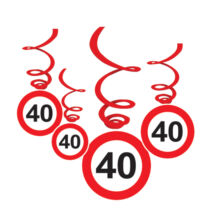 40-es Sebességkorlátozó Születésnapi Függődekoráció - 6 db-os