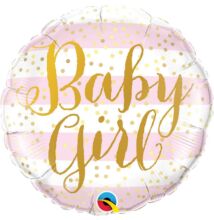 Baby Girl Pink Stripes Fólia Lufi Babaszületésre - 46 cm
