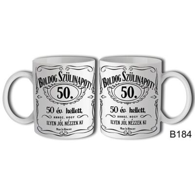 Jack Daniels Boldog 50. Születésnapot felíratú bögre