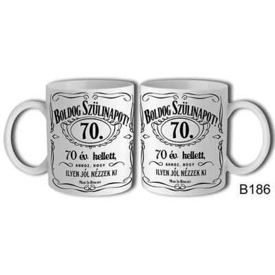Jack Daniels Boldog 70. Születésnapot felíratú bögre