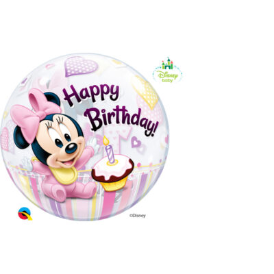 22 inch-es Bubbles Disney Bubbles Minnie Mouse Első Szülinapi Lufi
