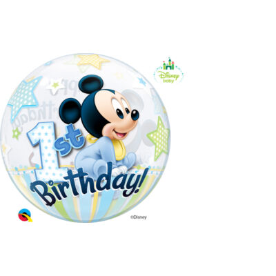 22 inch-es Bubbles Disney Bubbles Mickey Mouse Első Szülinapi Lufi