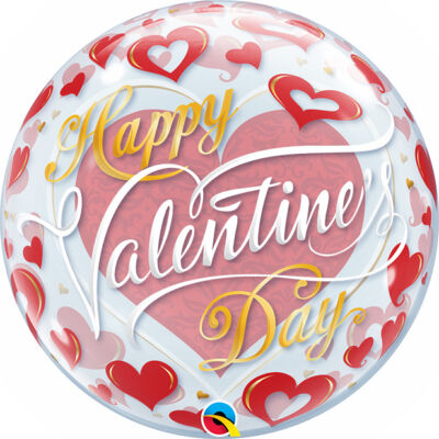22 inch-es Valentine's Red Hearts Szerelmes Bubbles Lufi