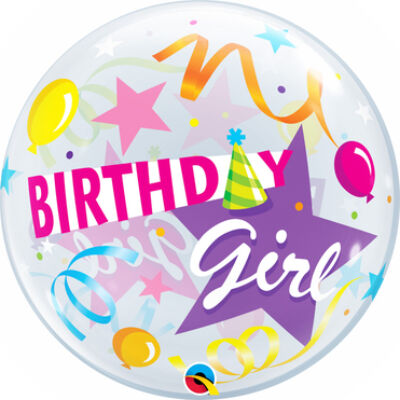 22 inch-es Bubbles Birthday Girl Party Hat Szülinapi Bubble Lufi