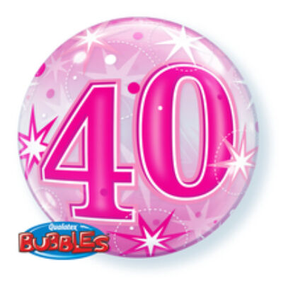 22 inch-es Birthday Starburst Sparkle 40 Pink Szülinapi Számos Bubble Lufi