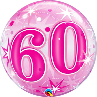 22 inch-es Birthday Starburst Sparkle 60 Pink Szülinapi Számos Bubble Lufi