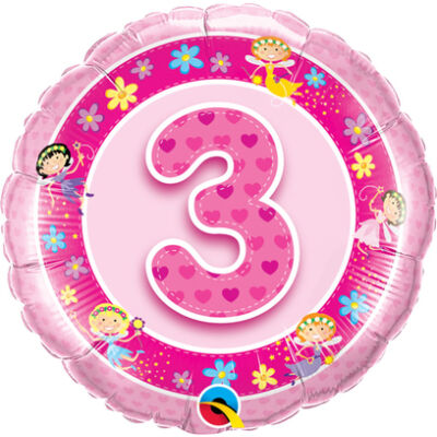 3. Születésnapi Rózsaszín Tündérek Számos Fólia Léggömb