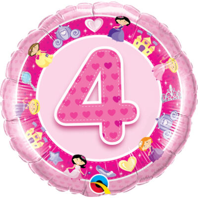 4. Születésnapi Rózsaszín Hercegnők Számos Fólia Léggömb