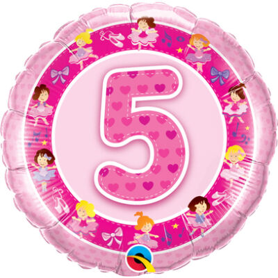 5. Születésnapi Rózsaszín Balerinák Számos Fólia Léggömb