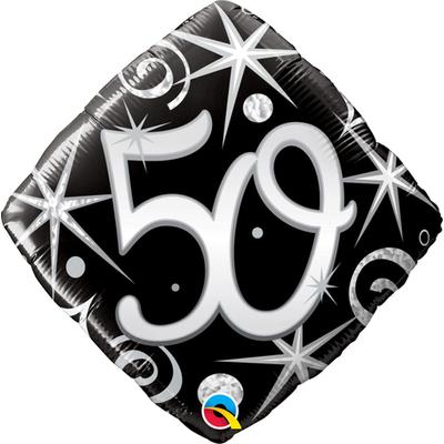 50. Szülinap Számos Elegant Sparkles and Swirls Születésnapi Fólia Léggömb