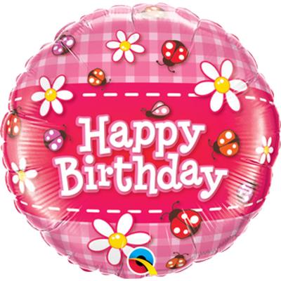 Birthday Ladybug and Daisies - Katicás és Virágos Születésnapi Fólia Léggömb
