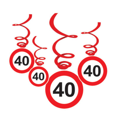 40-es Sebességkorlátozó Születésnapi Függődekoráció - 6 db-os