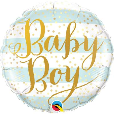 Baby Boy Blue Stripes Fólia Lufi Babaszületésre - 46 cm