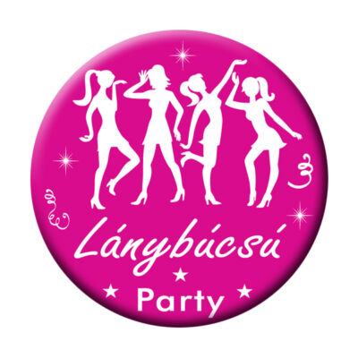 Rózsaszín - Fehér Lánybúcsú Party Kitűző - 5,5 cm